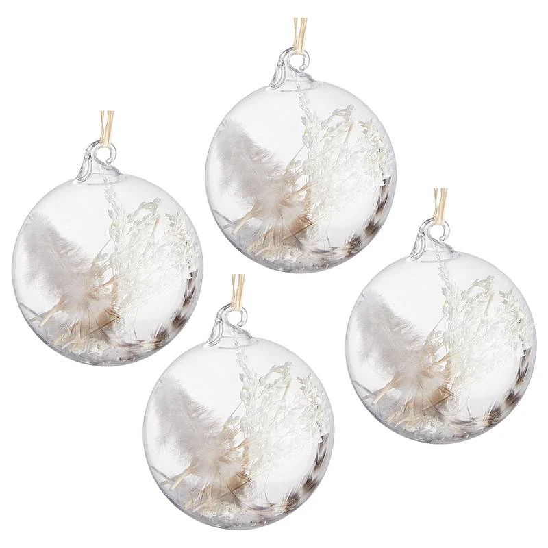 Boules De Noël HANG ON Fleurs - Lot De 4